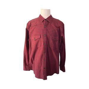 Filson Western Trim Fit Snap Shirt XXL Red Black Plaid 100% Cotton Workwear